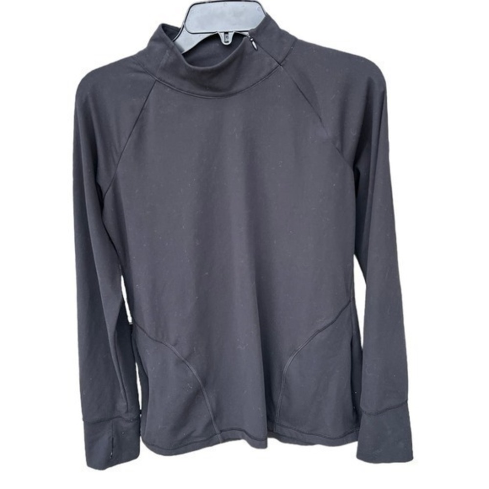 Yogalicious zip mock turtlemock turtle neck long sleeve zip pockets black L oil